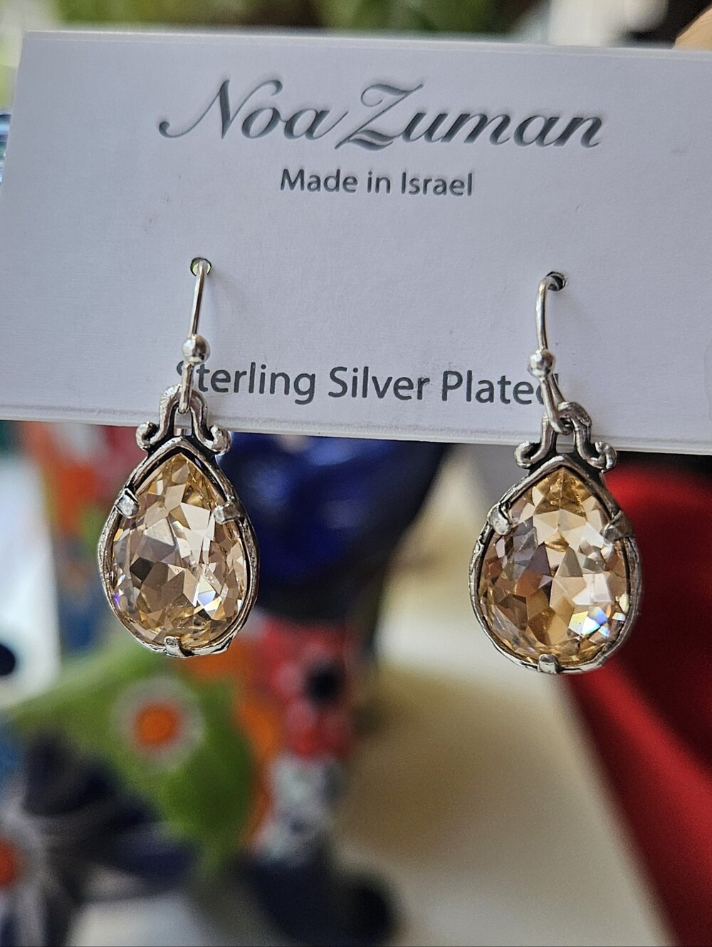 Noa Zuman Champagne Teardrop Sterling Silver Plated Earrings